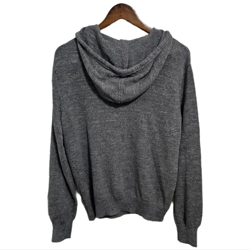J.Crew grey quarter button hoodie kangaroo pocket pullover sweater size medium
